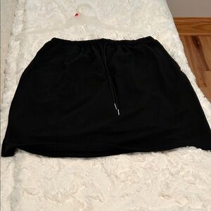 Black Drawstring Mini Skirt with Elastic Waist